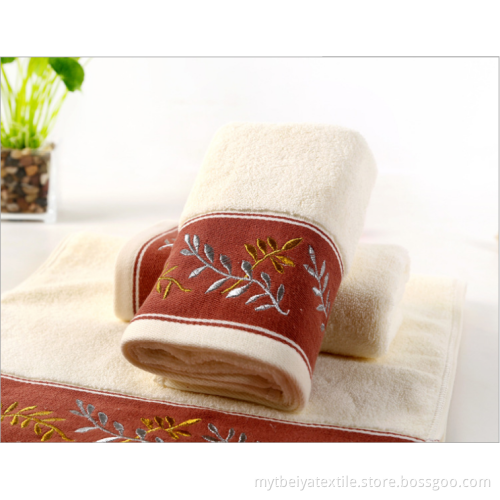 cotton high quality spun gold embroidery olive leaf hand towel